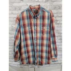 Roper Shirt 2XL Western Teal Red White Plaid Cotton Pockets Wear‎ the West